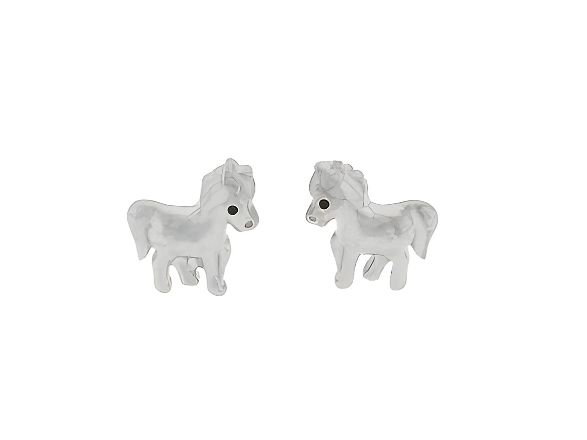 Silber Ohrringe Fohlen rhodiniert allerliebst von Juwelier Harnisch für Kinder, niedliche Pony-Designs, ideal für kleine Tierliebhaber, funkelnd und charmant.