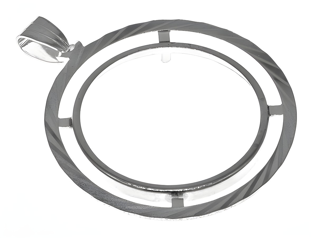 Münzfassung Anhänger aus 925 Sterling Silber mit Diamantschliff, geeignet für Münzen bis 29 mm Durchmesser, Hersteller Juwelier Harnisch, elegantes und zeitloses Design.