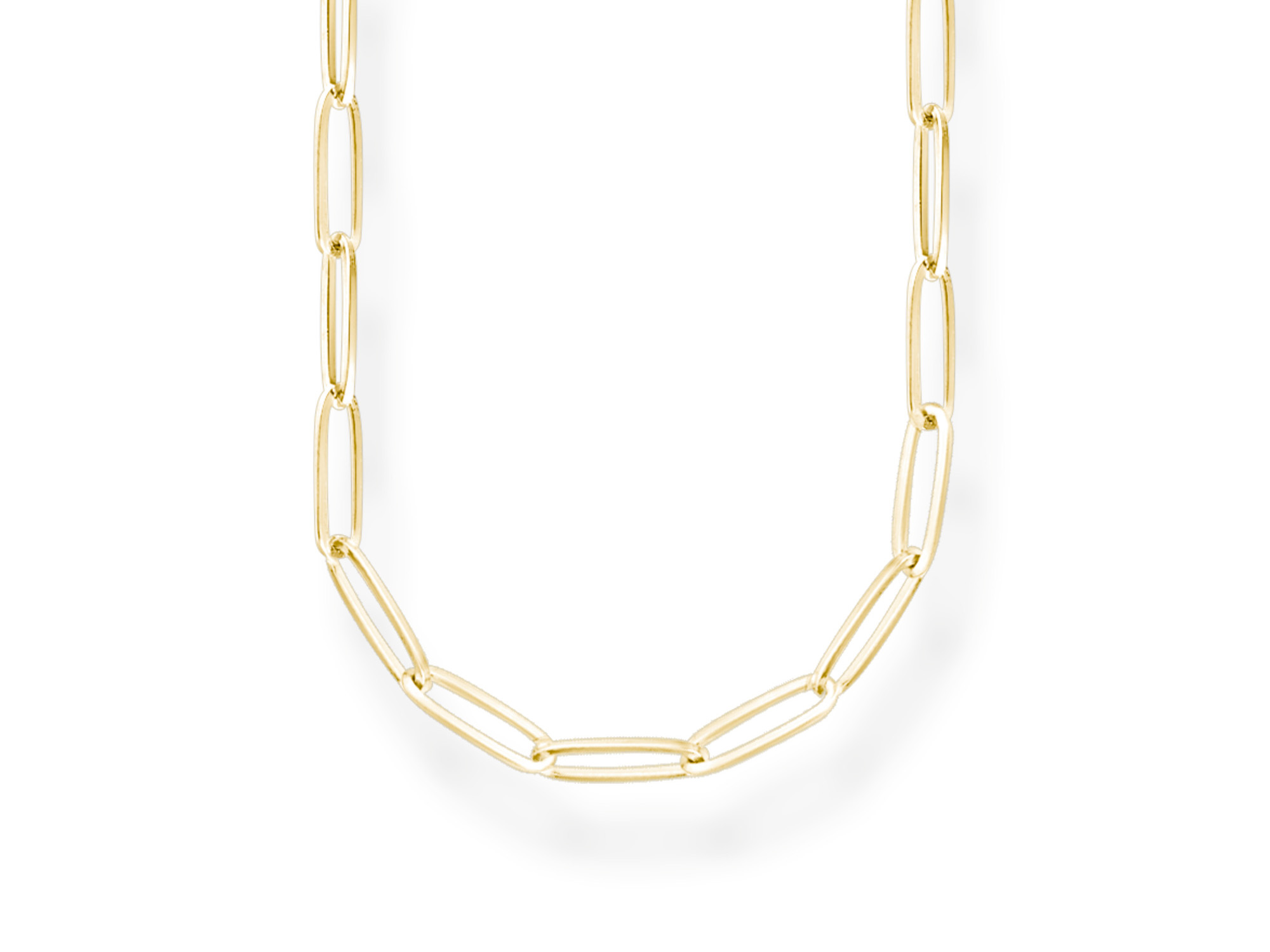 Figaro Kette in Silber mit Gelbgold Vergoldung von Thomas Sabo, Charm Club Connect, 45 cm lang, elegantes Design mit abwechselnd länglichen und runden Gliedern.