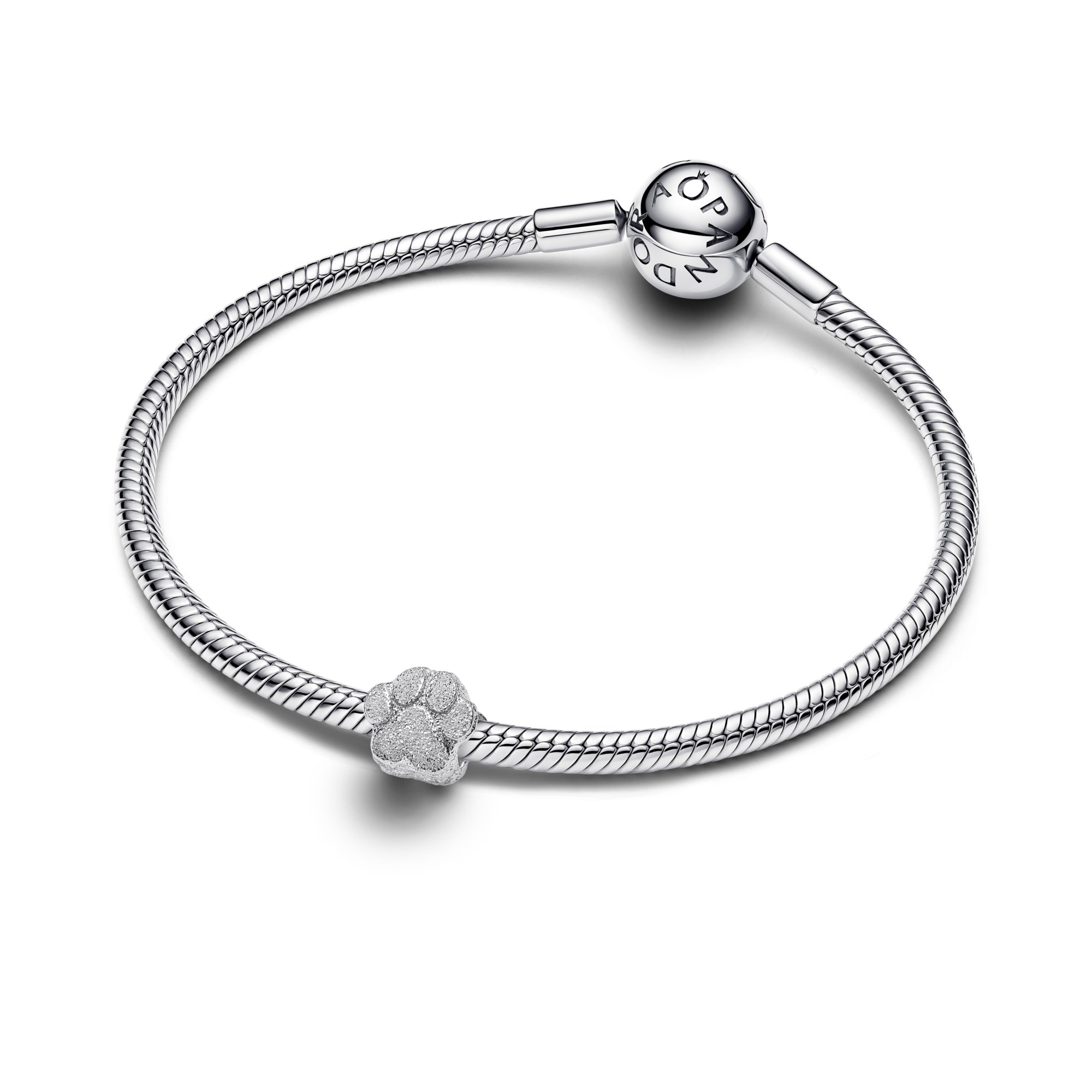 Pandora Strukturierte Pfote Mini-Charm - Sterling Silber – Ansicht 2