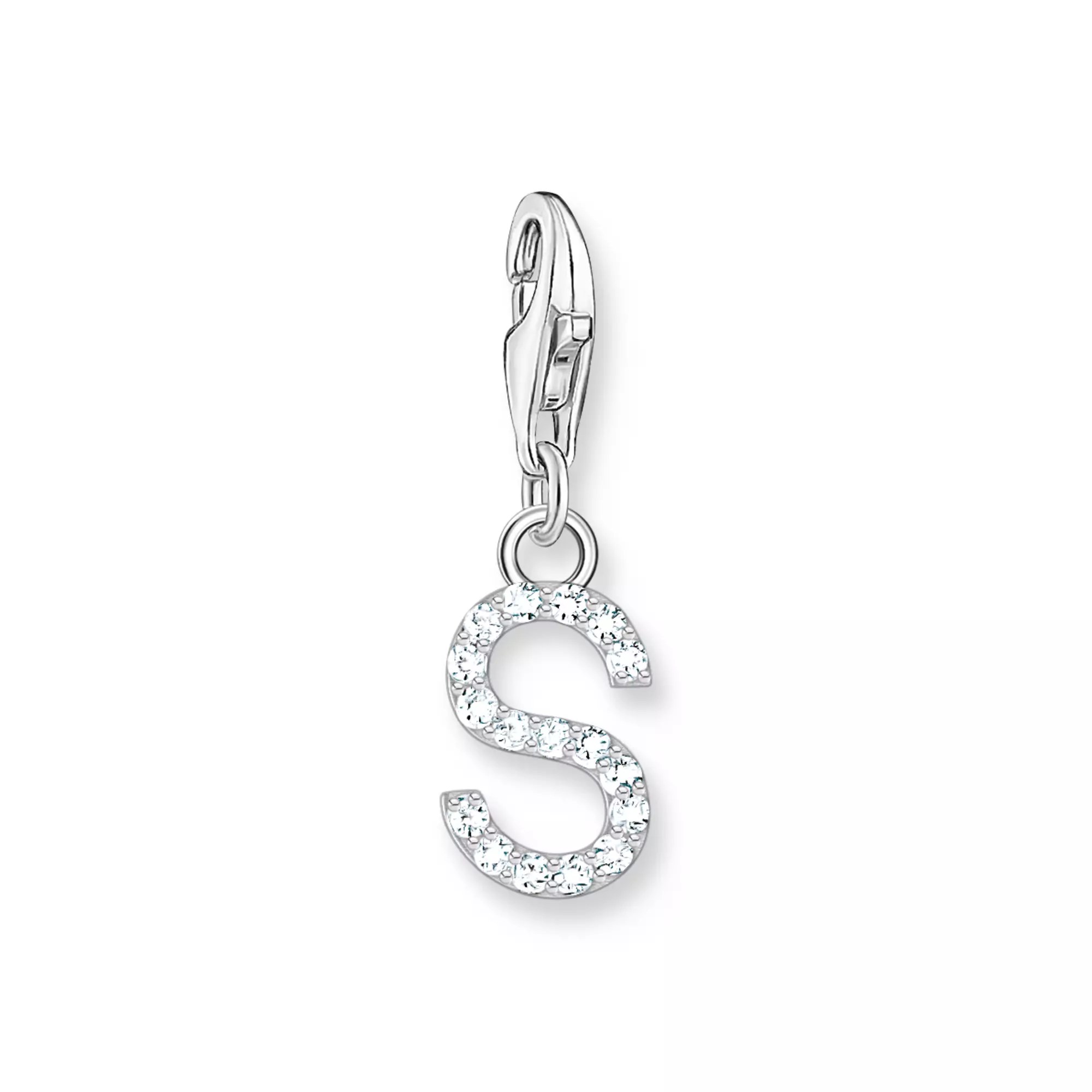 Thomas Sabo Charm-Anhänger - funkelnder Buchstabe S - Silber & Zirkonia - Weiß