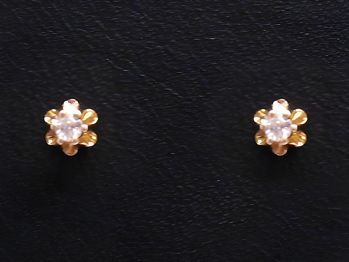 Gold Ohrringe Gold 585 mit einem Gesamtgewicht von 0,04 ct. Diamanten, vom Hersteller Juwelier Harnisch, Brillant und Diamant, im floralen Design.