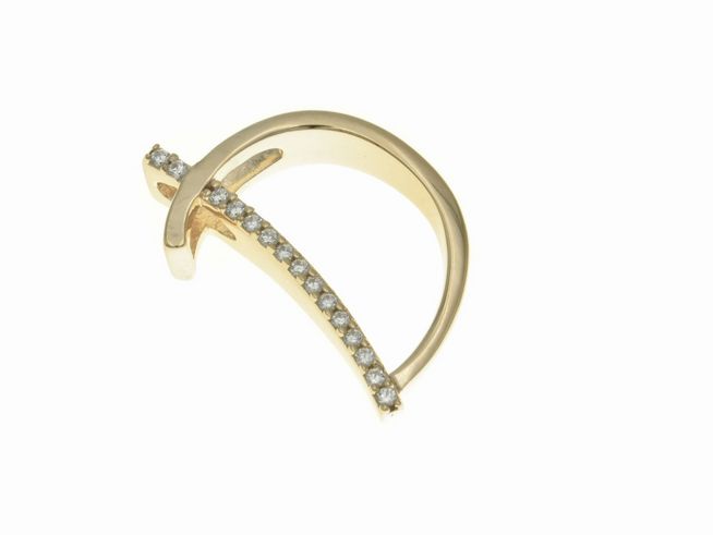 Anhänger aus Sterling Silber, Buchstabe D, poliert und vergoldet in Roségold, verziert mit Zirkonia, Hersteller Juwelier Harnisch.