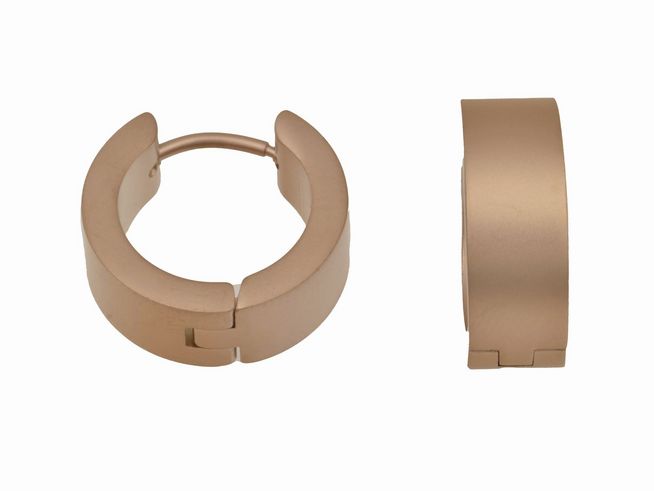 69169-0 Edelstahl Creolen 1,6 cm PVD-Roségold mattiert von Juwelier Harnisch, elegante und moderne Ohrringe, ideal für vielseitige Anlässe und stilvolle Outfits.