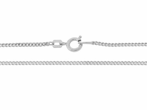 47785-0 Panzerkette 585 Weißgold mit einer Länge von 38 cm, einer Breite von 1,7 mm und einer Höhe von 0,8 mm, ausgestattet mit einem Federring, Hersteller Juwelier Harnisch, 585 und 750.