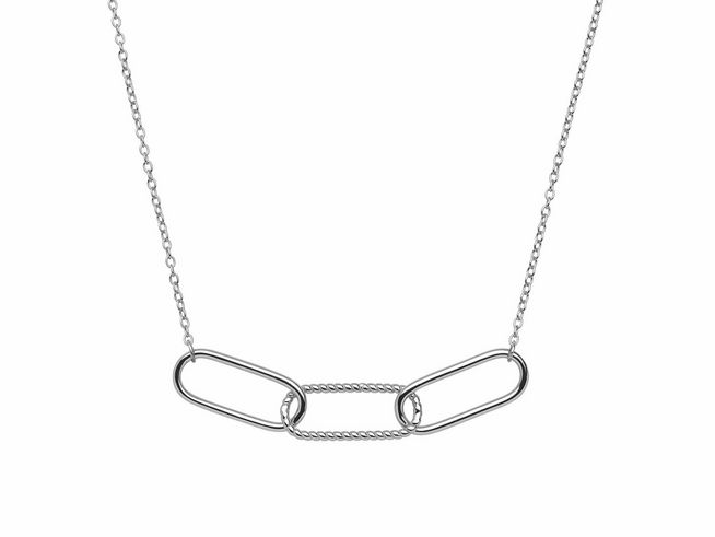 Eine elegante Xenox Sterling Silber Kette XS2344 mit einer Länge von 40-45 cm, ausgestattet mit einer DUO Fantasiekette und besonderen Gliedern in modernem Design.