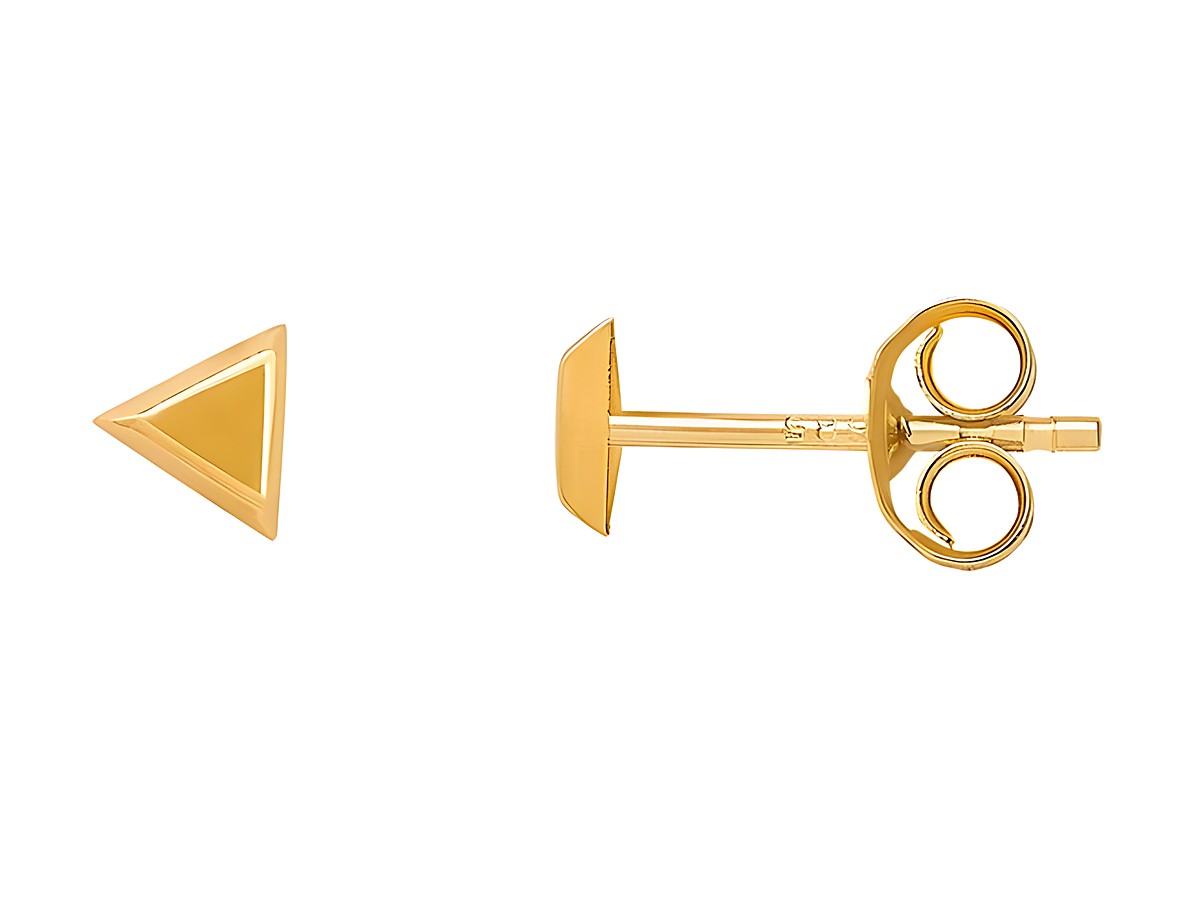 Echt Gold Ohrstecker von Xenox in Gelbgold 585, polierte Oberfläche, modernes Design in Form von stilisierten Dreiecken, ideal für jede Gelegenheit.