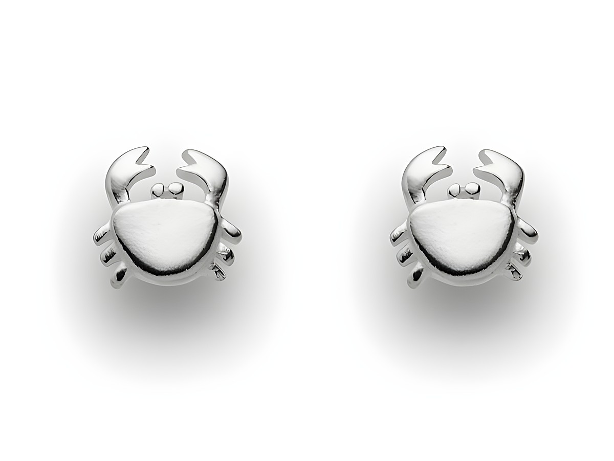 Sterling Silber Ohrringe in Form von Krabben mit detaillierten Klauen und Körper, hergestellt von DUR. Ideal für modebewusste Schmuckliebhaber.