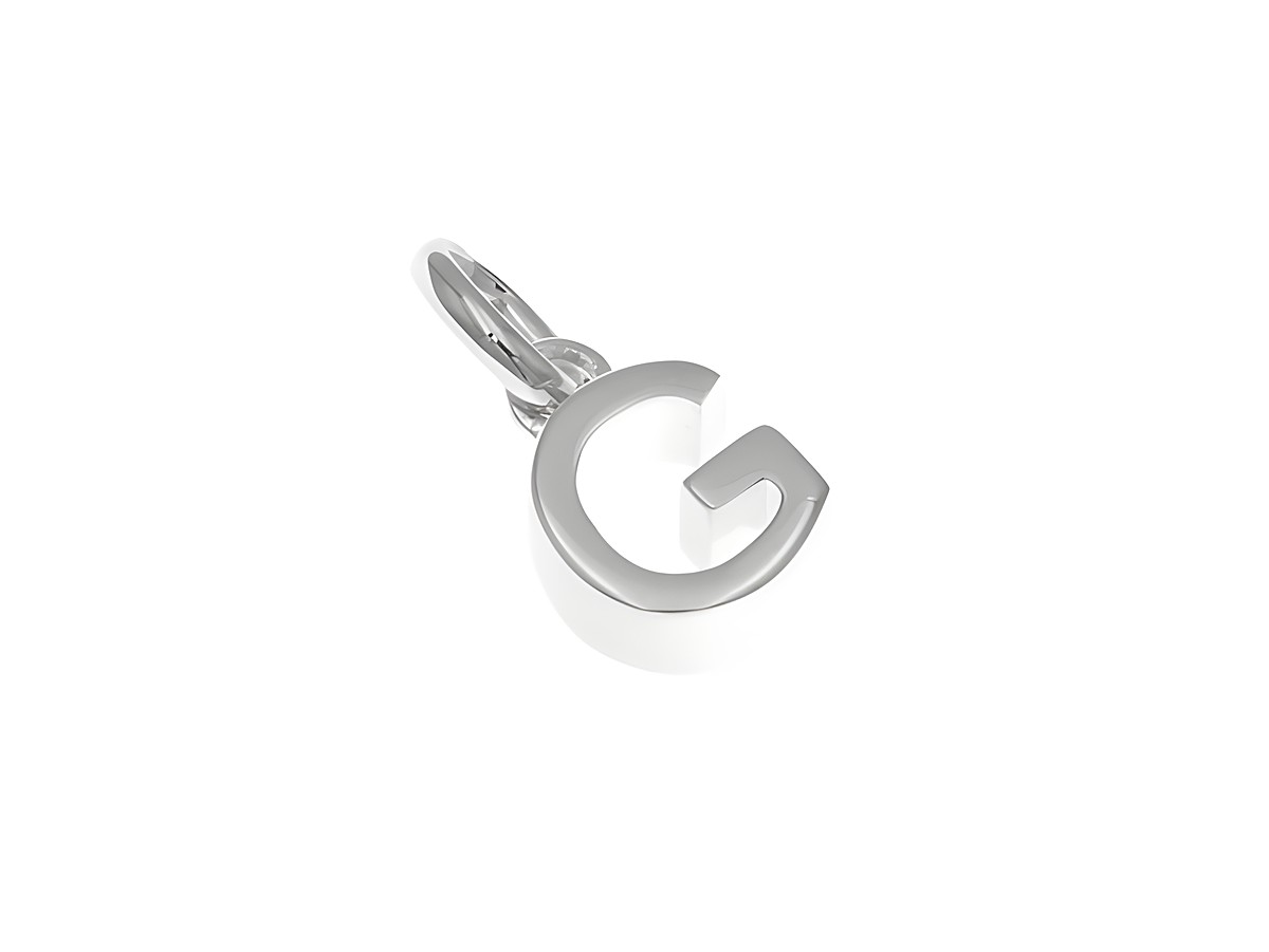 Anhänger aus poliertem Sterling Silber in Form des Buchstabens G, hergestellt von Juwelier Harnisch, ideal für personalisierte Schmuckstücke.