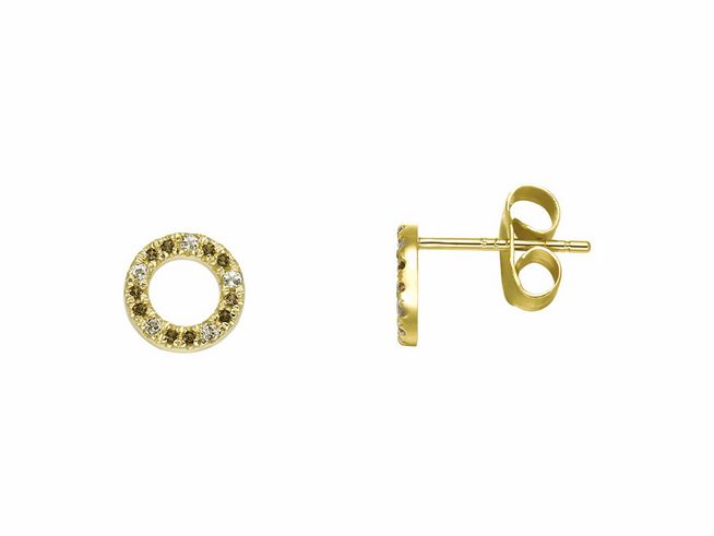 Xenox Gold Ohrringe XG4436G aus Gelbgold 375 mit funkelnden Zirkonia-Steinen in kreisförmigem Design, eleganter Echt Gold Ohrschmuck für stilbewusste Frauen.