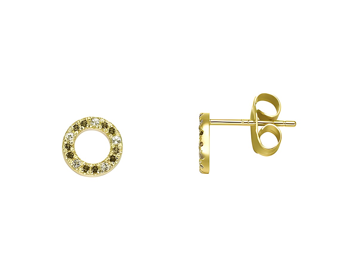 Xenox Gold Ohrringe XG4436G aus Gelbgold 375 mit funkelnden Zirkonia-Steinen in kreisförmigem Design, eleganter Echt Gold Ohrschmuck für stilbewusste Frauen.