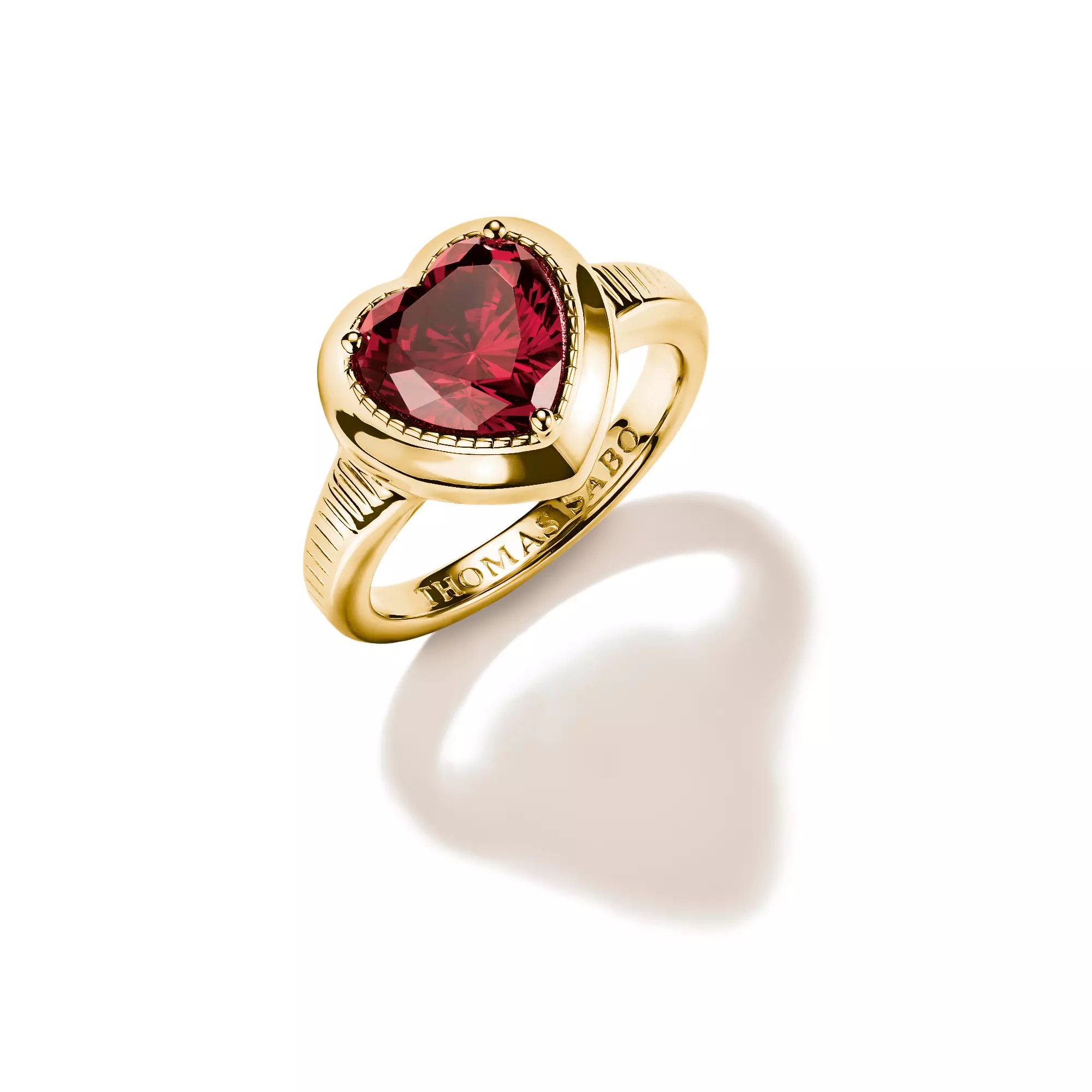 Thomas Sabo ELYNDRA HERZ Ring - 750/- Gold auf Silber & Zirkonia - Rot – Ansicht 2