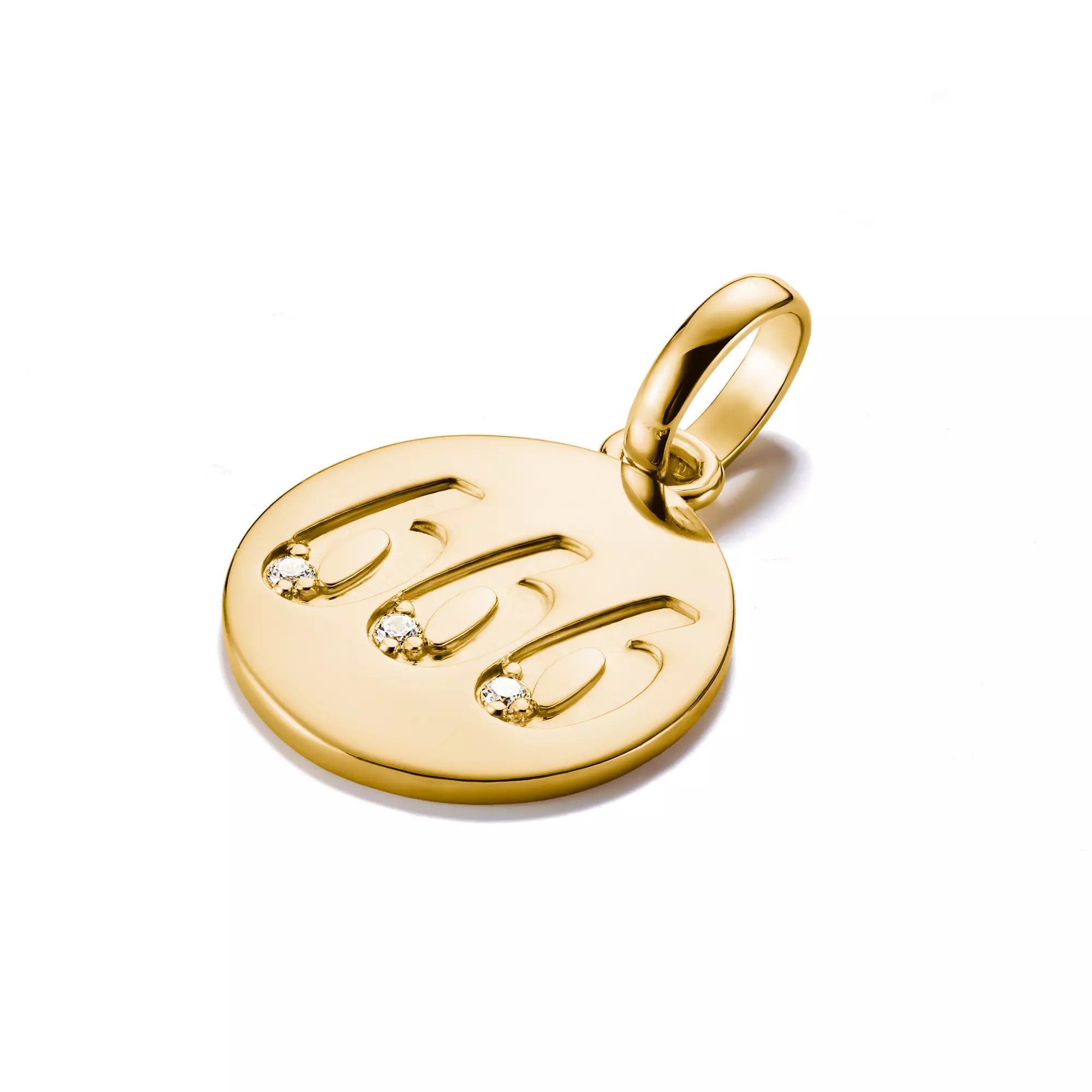 Thomas Sabo Connect - Engelzahl 666 - Charm mit Öse - Silber & Gelbgold Verg. + Zirkonia – Ansicht 2