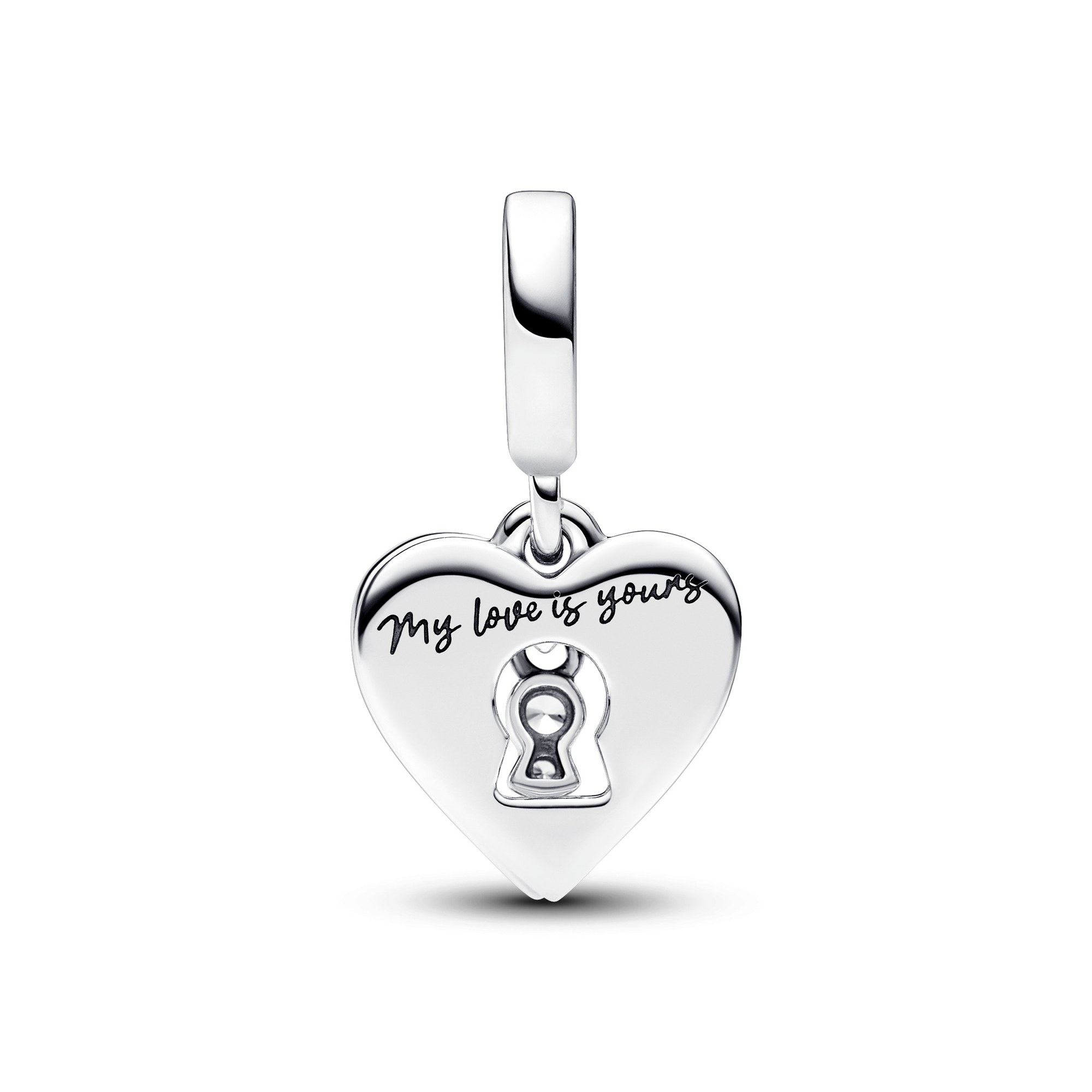 Pandora Rotes Herz & Schlüsselloch Doppelter Charm-Anhänger - Sterling Silber - Zirkonia Rot Ansicht 2 – Ansicht 2