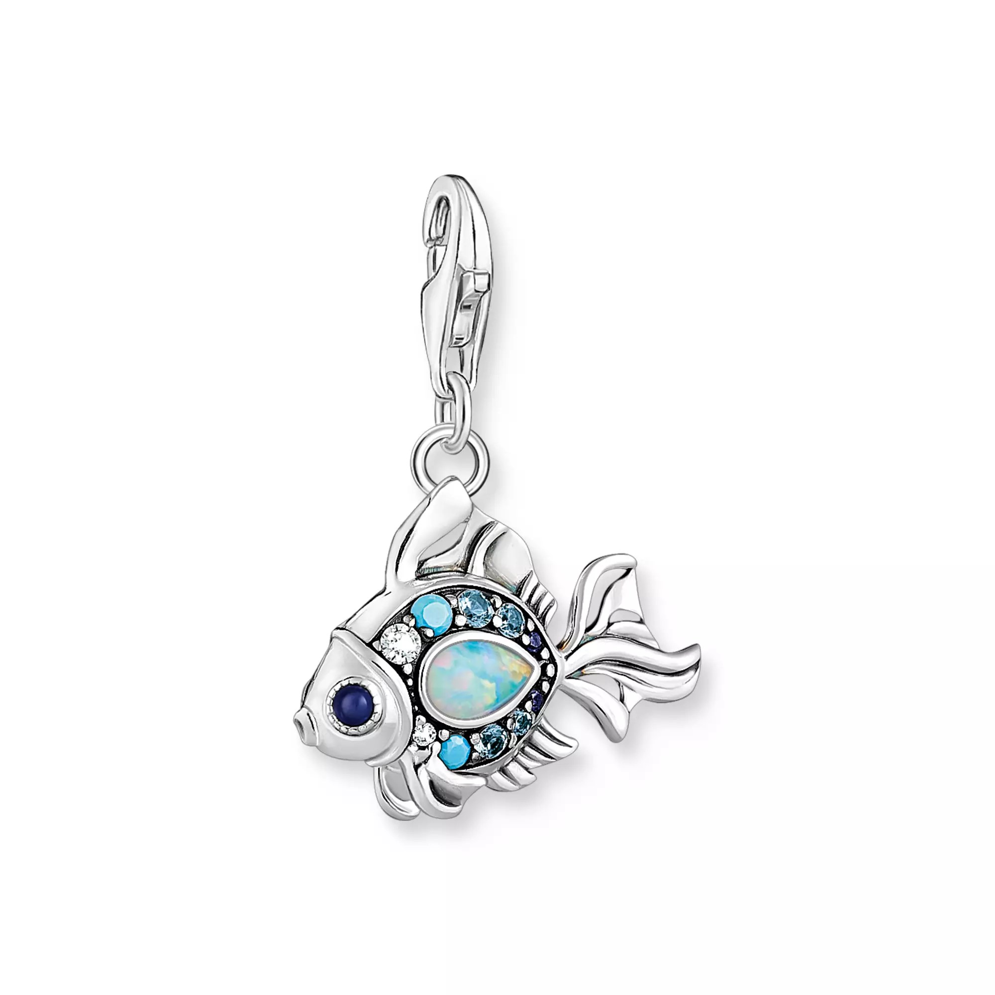 Thomas Sabo charm Fisch - Sterling Silber geschw. - Glas-Keramik - synth. Spinell