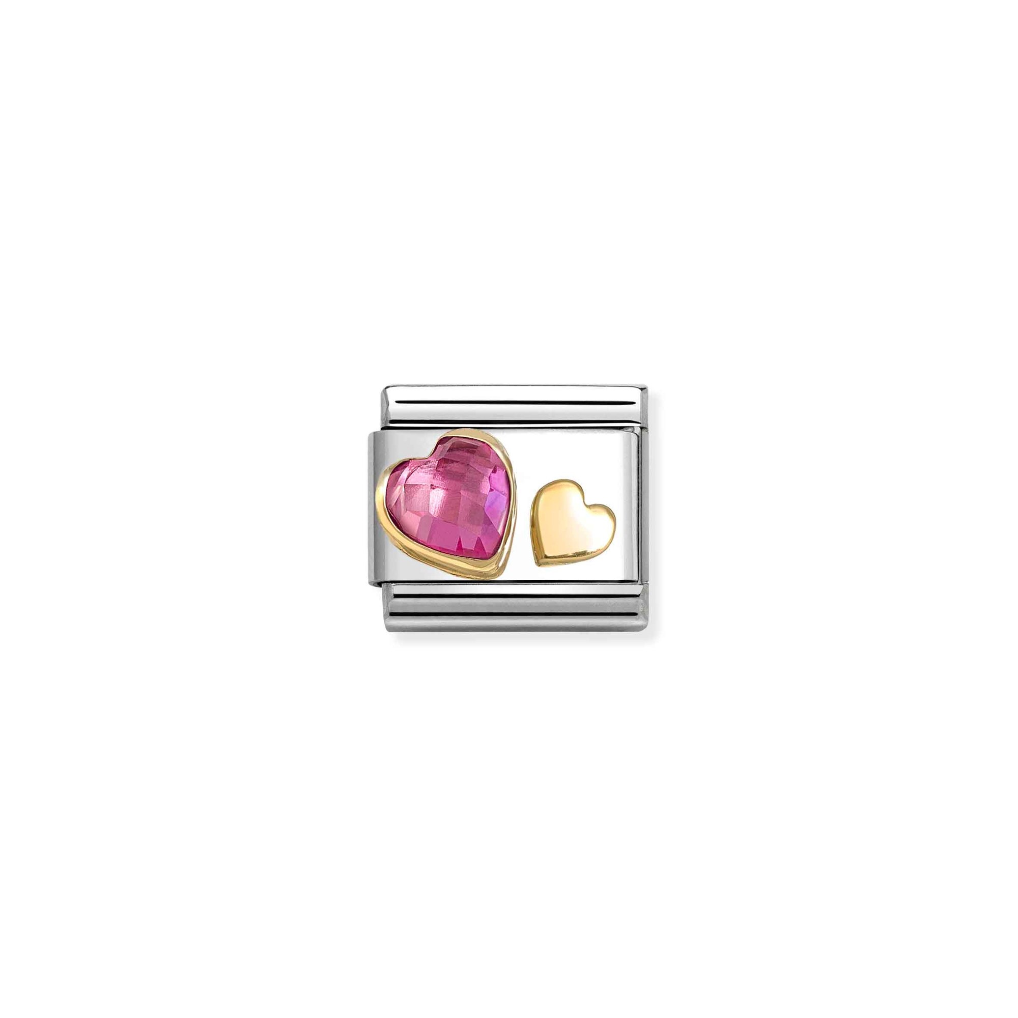 Nomination Composable Classic Charm Herz magenta - Edelstahl, Gold 750 Gelbgold, Zirkonia