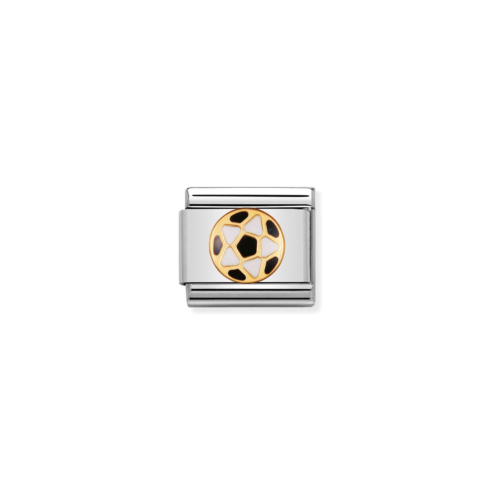 Nomination Composable Classic Charm Fußball weiß schwarz - Edelstahl, Gold 750 Gelbgold, Emaille