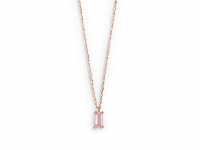 Elegante Xenox Gold Kette XG4537R aus 375 Gold in Roségold mit Ankerkette und einem glänzenden Anhänger in rechteckiger Form, perfekt für jeden Anlass, Länge 45 cm.