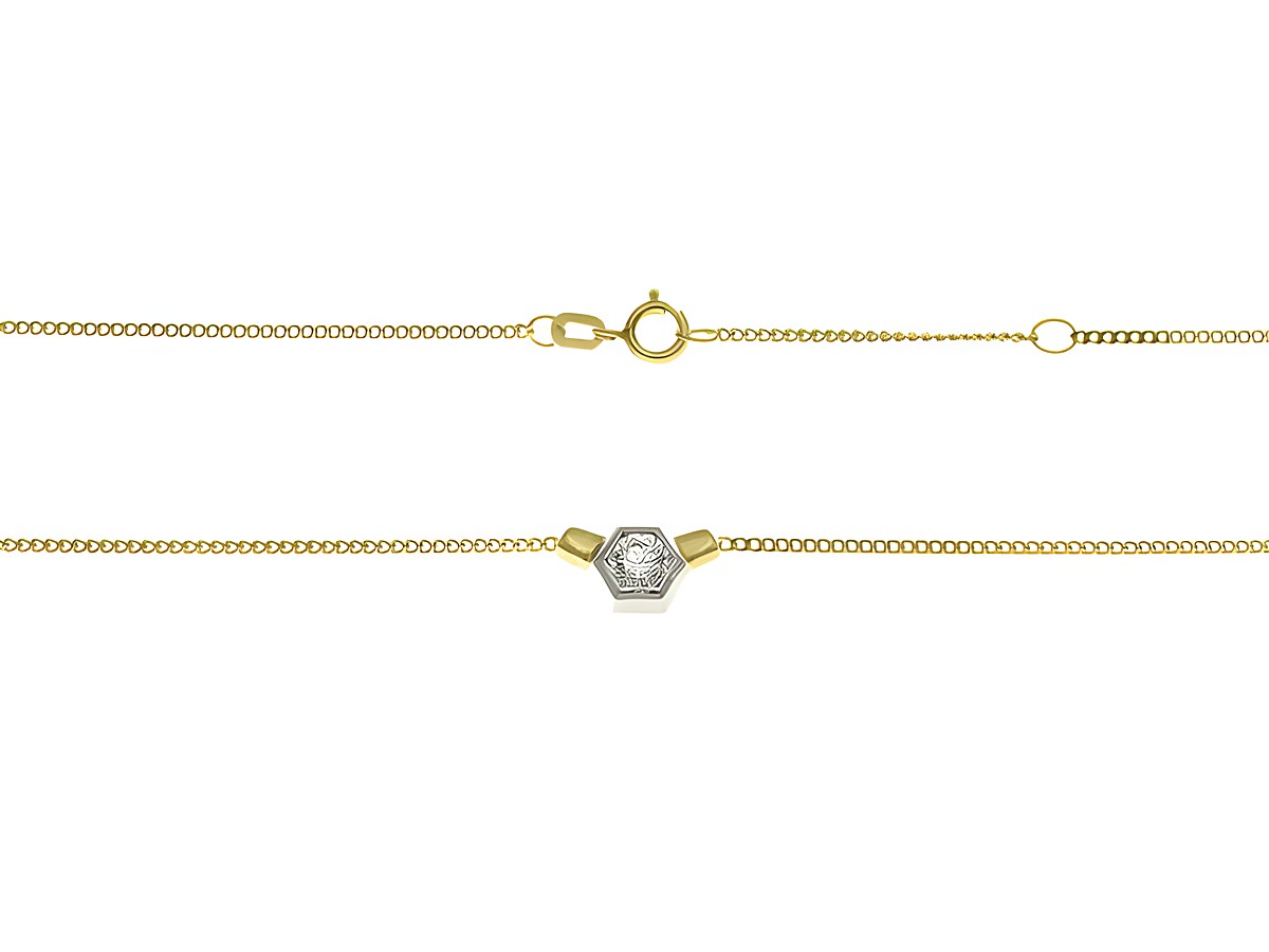 Collierkette mit Mittelteil aus 333 Gelbgold und Weißgold, verziert mit Zirkonia, erhältlich in den Längen 35 cm und 38 cm, elegant und zeitlos gestaltet von Juwelier Harnisch.