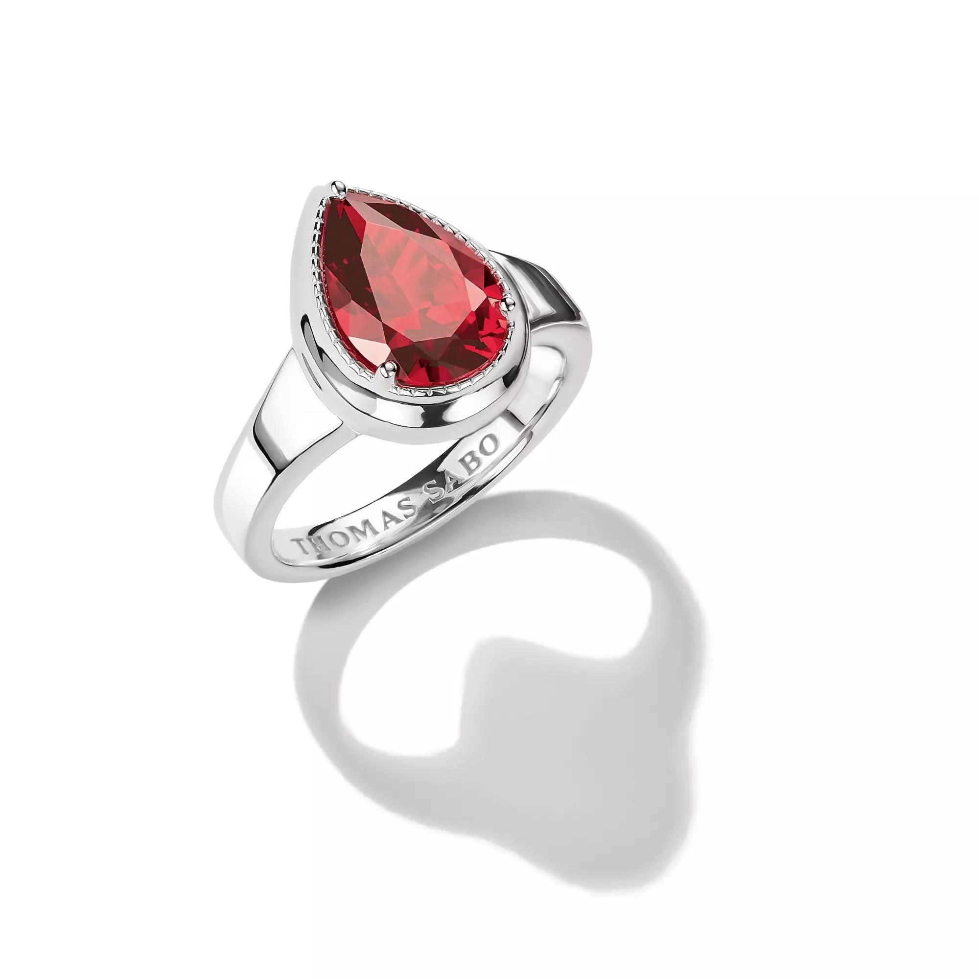 Thomas Sabo Ring mit granatrotem Zirkoniastein in Tropfenform ELYNDRA Silber – Zirkonia – Ansicht 2
