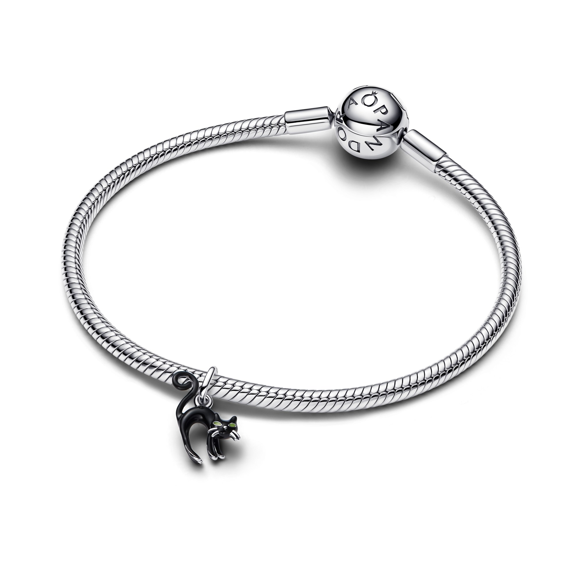 Pandora Schwarze Katze Charm-Anhänger - Sterling Silber - Emaille Schwarz – Ansicht 3