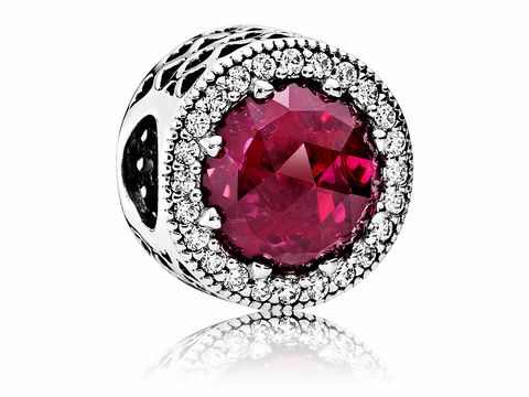 PANDORA - 791725NCC Kirschroter Strahlenkranz der Herzen - Silber Charm - Stein Mix