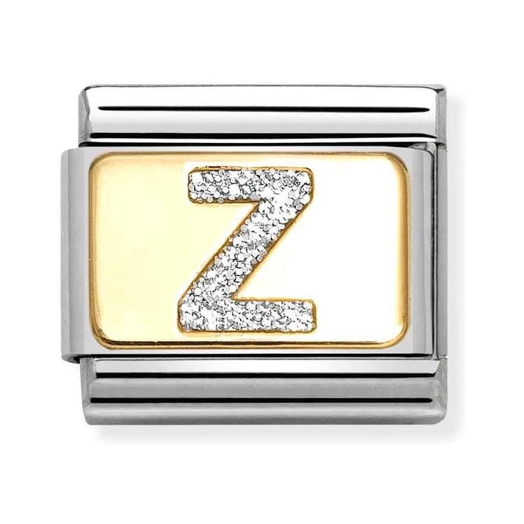 Nomination Composable Classic Charm Buchstabe Z Silberglitzer - Edelstahl, Gold 750, Emaille