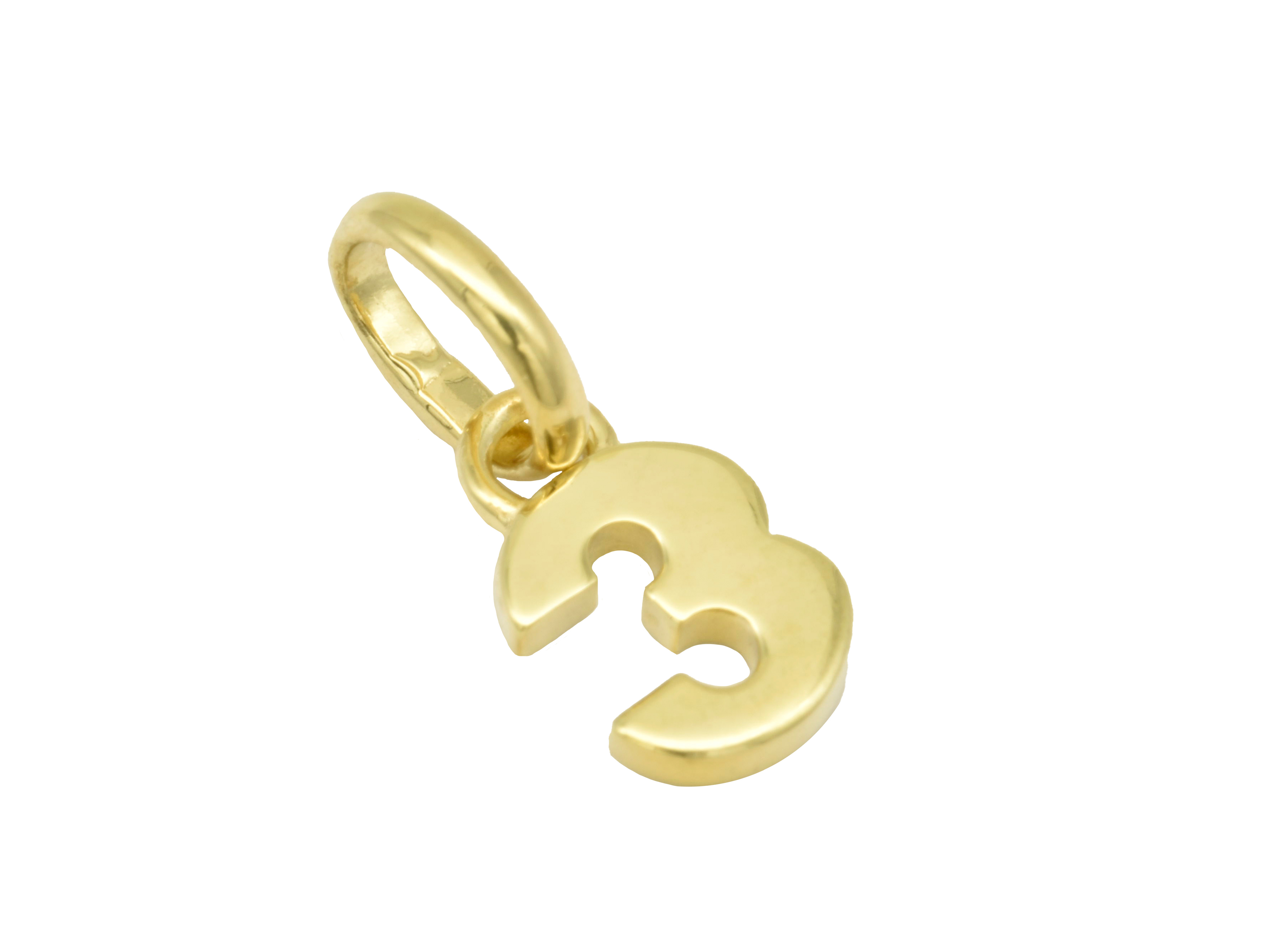 Gold Anhänger Zahl 3 aus 585 Gelbgold, poliert, symbolisiert Glückszahlen und ist vom Hersteller Juwelier Harnisch. Ideal als persönliches Geschenk oder Amulett.