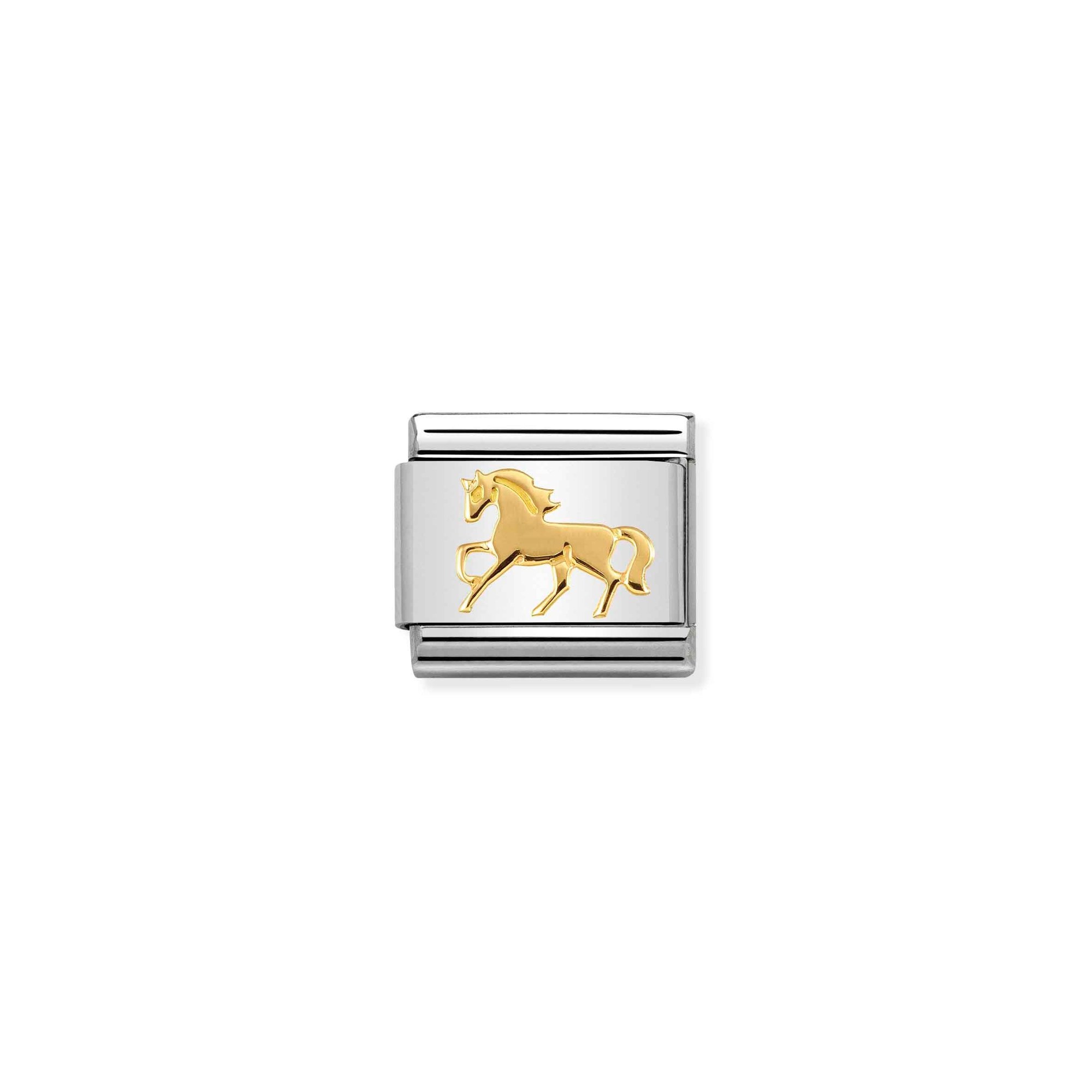 Nomination Composable Classic Charm Pferd im Galopp - Edelstahl, Gold 750 Gelbgold