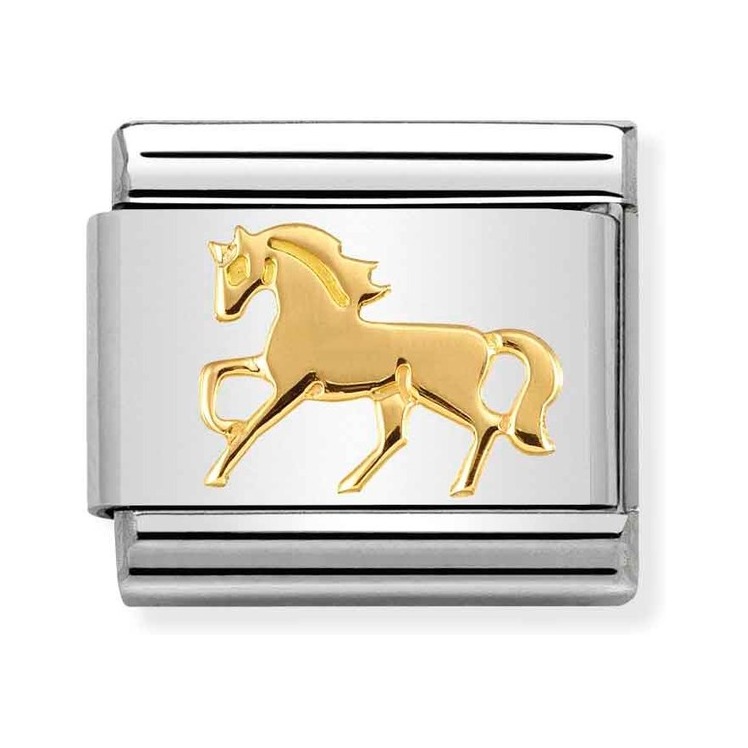 Nomination Composable Classic Charm Pferd im Galopp - Edelstahl, Gold 750 Gelbgold