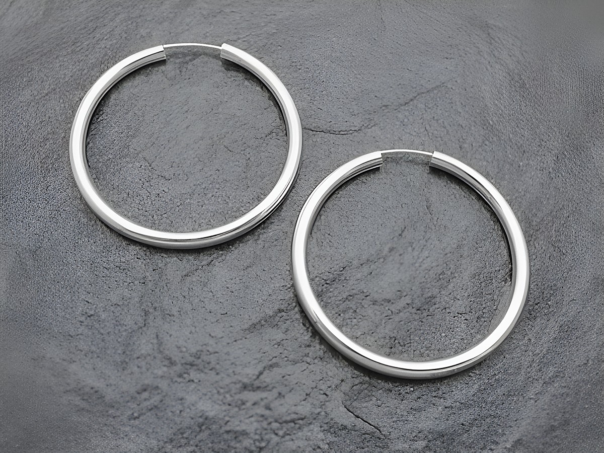 Silber Creolen 4 cm - Sterling Silber - 3 mm - Ohrringe von Juwelier Harnisch, elegant und zeitlos, perfekte Ergänzung für jedes Outfit. Ideal bis 45 mm.