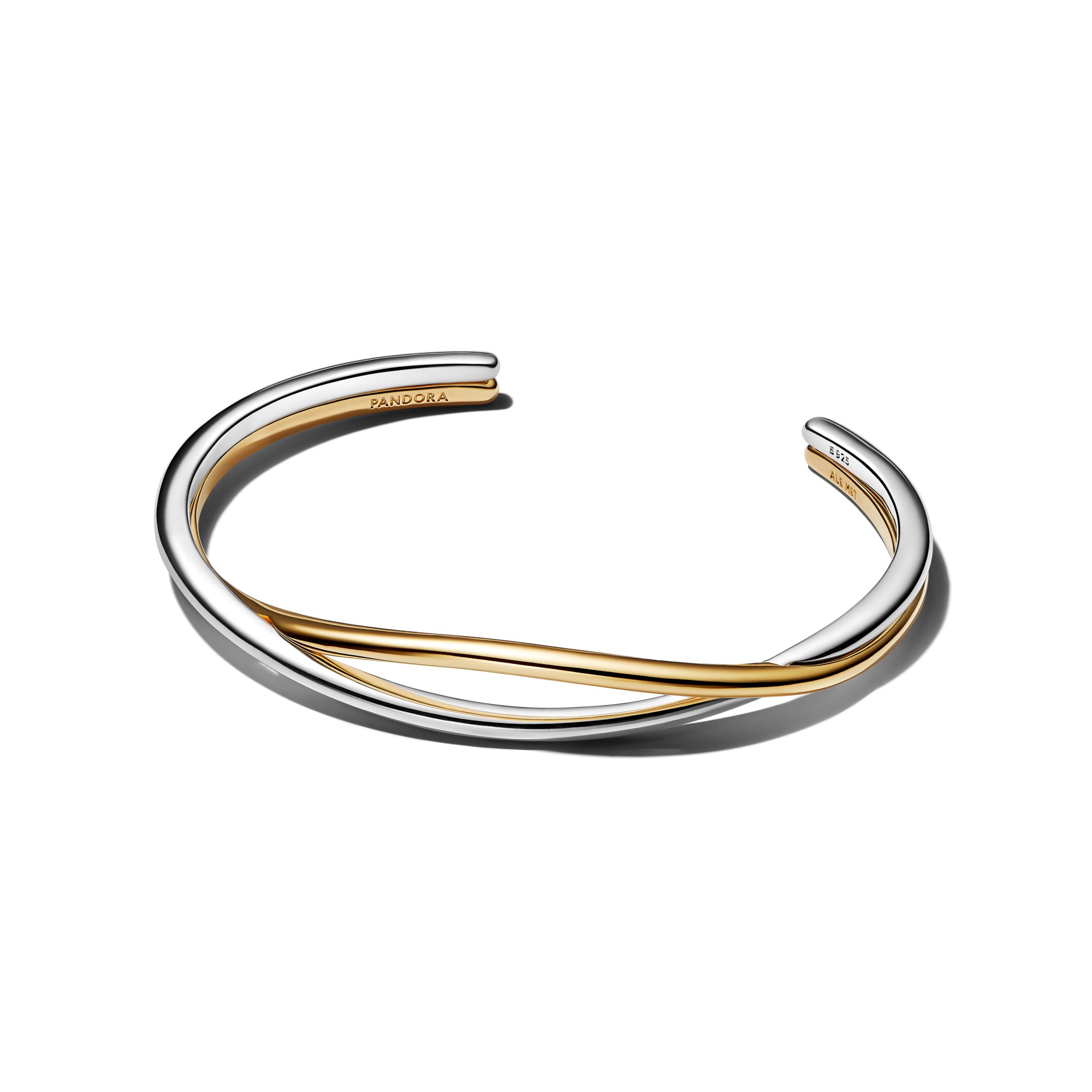 Pandora Verschlungener bicolor offener Armreif - Gelbgold Vergoldung – Ansicht 2