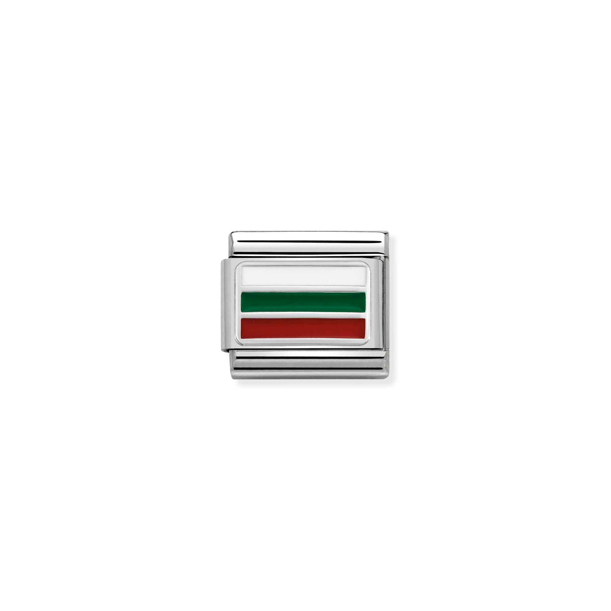 Nomination Composable Classic Charm Flagge Bulgarien - Edelstahl, Sterling Silber, Emaille
