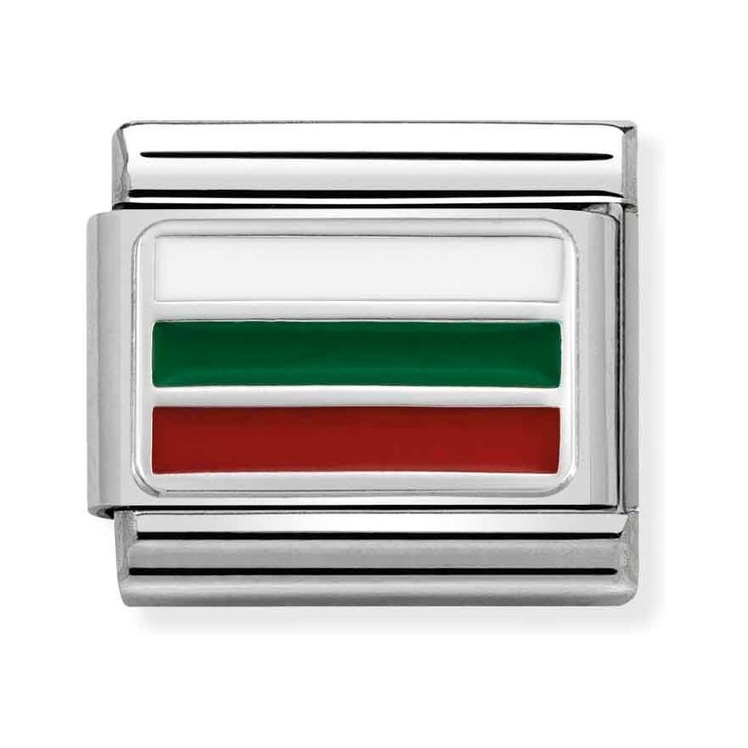 Nomination Composable Classic Charm Flagge Bulgarien - Edelstahl, Sterling Silber, Emaille