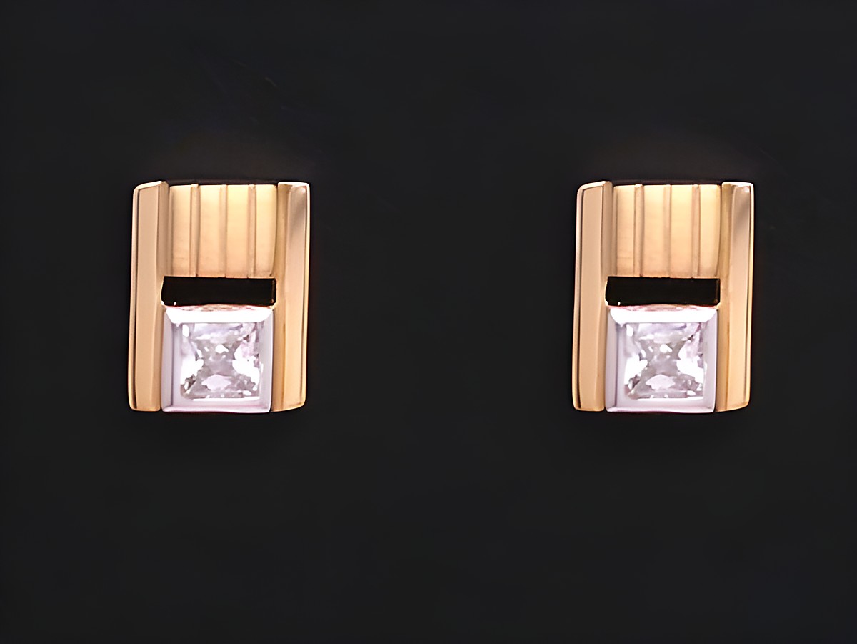 Gold Ohrringe traumhaft DESIGN Zirkonia mit modernem Look, Hersteller Juwelier Harnisch, elegant und funkelnd, perfekt für spezielle Anlässe und den Alltag.