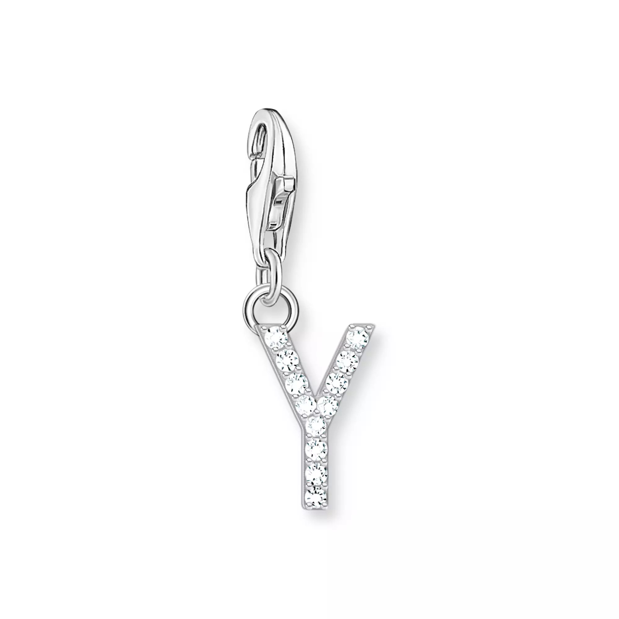 Thomas Sabo Charm-Anhänger - funkelnder Buchstabe Y - Silber & Zirkonia - Weiß