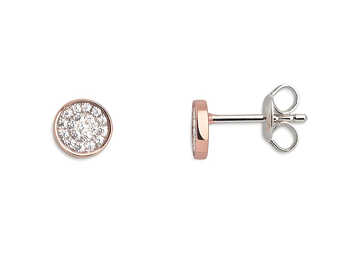 Xenox Sterling Silber Ohrringe XS3739RN EAR CANDIES in Roségold Verg. mit funkelnden Steinen, elegant und modern gestaltet, perfekt für jeden Anlass.