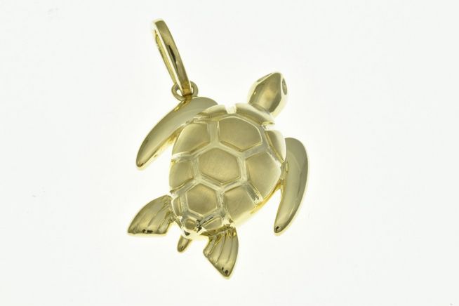 Schildkröte Anhänger aus Sterling Silber in Bicolor Gelbgold, detailliert gearbeitet, von Juwelier Harnisch, geeignet für Tierliebhaber und Schmuckenthusiasten.