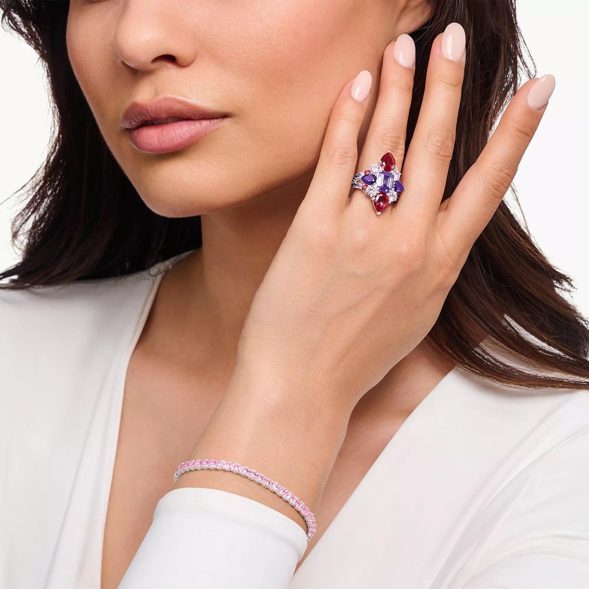 Thomas Sabo Cocktailring mit bunten Steinen in drei Schliffarten Silber – Zirkonia – Ansicht 2