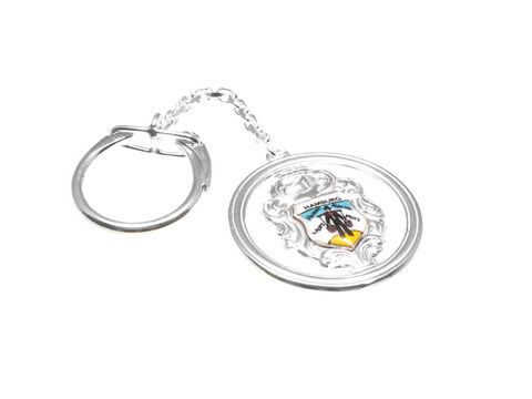 Schlüsselanhänger mit dem Wappen Hamburgs und der Hummel Hummel in Silber, hergestellt von Juwelier Harnisch, aus echtem Silber gefertigt.
