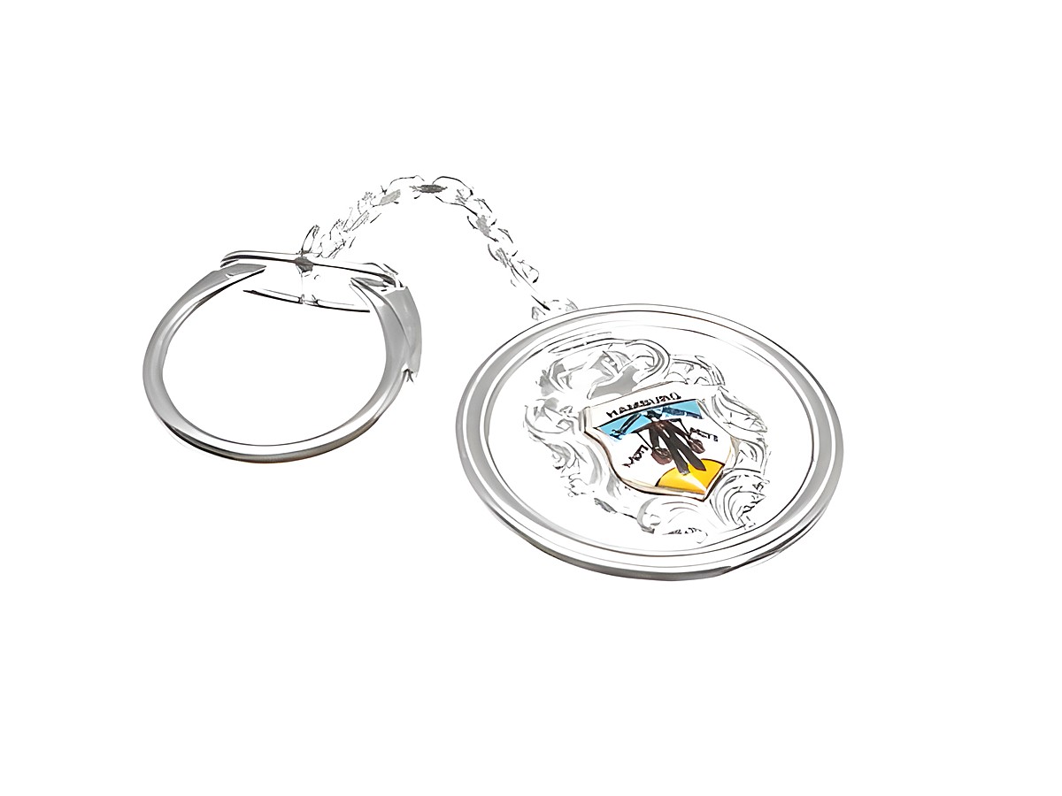 Schlüsselanhänger mit dem Wappen Hamburgs und der Hummel Hummel in Silber, hergestellt von Juwelier Harnisch, aus echtem Silber gefertigt.