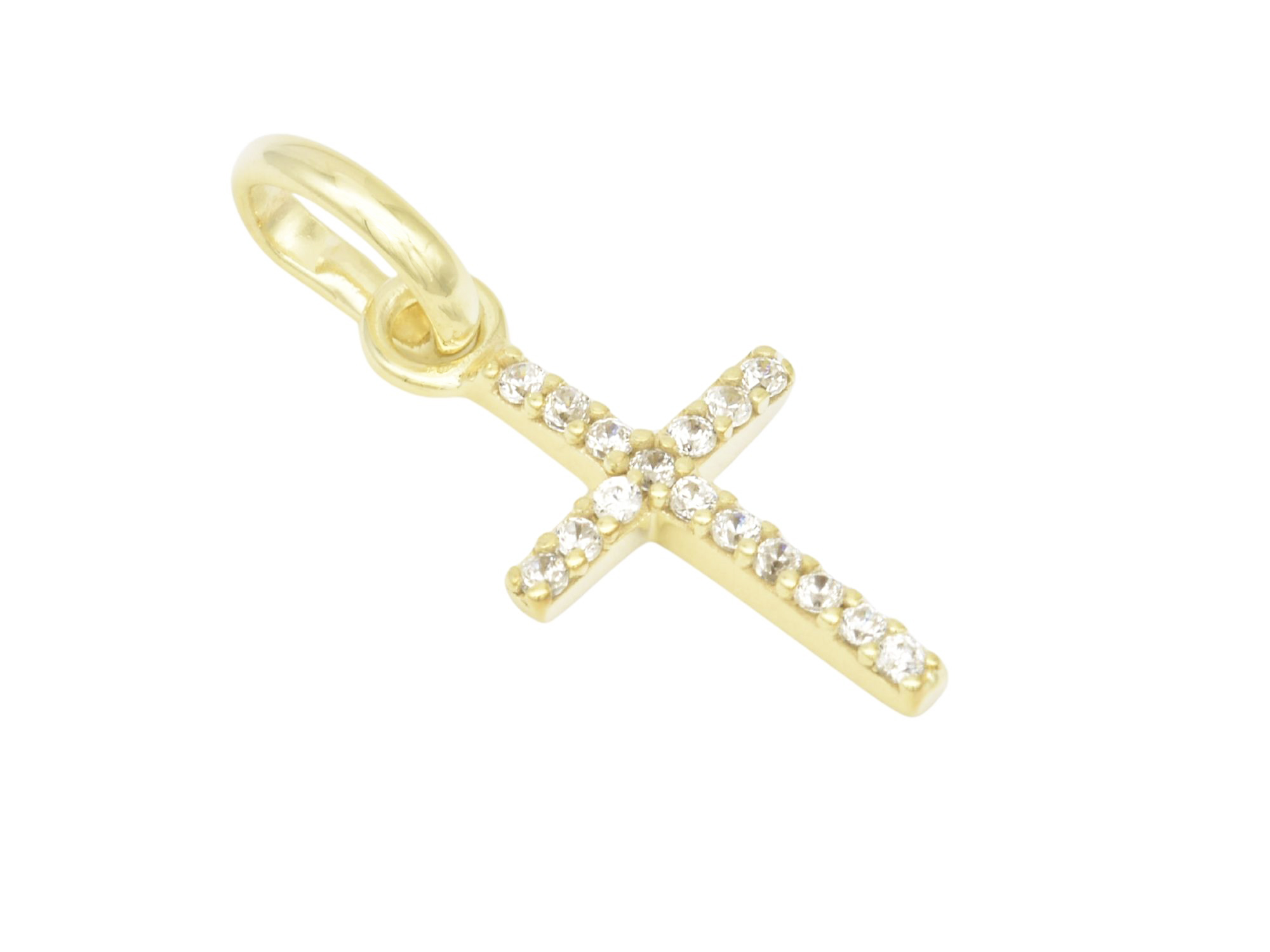 Anhänger Kreuz - elegant - Sterling Silber Gelbgold Vergoldung - Zirkonia