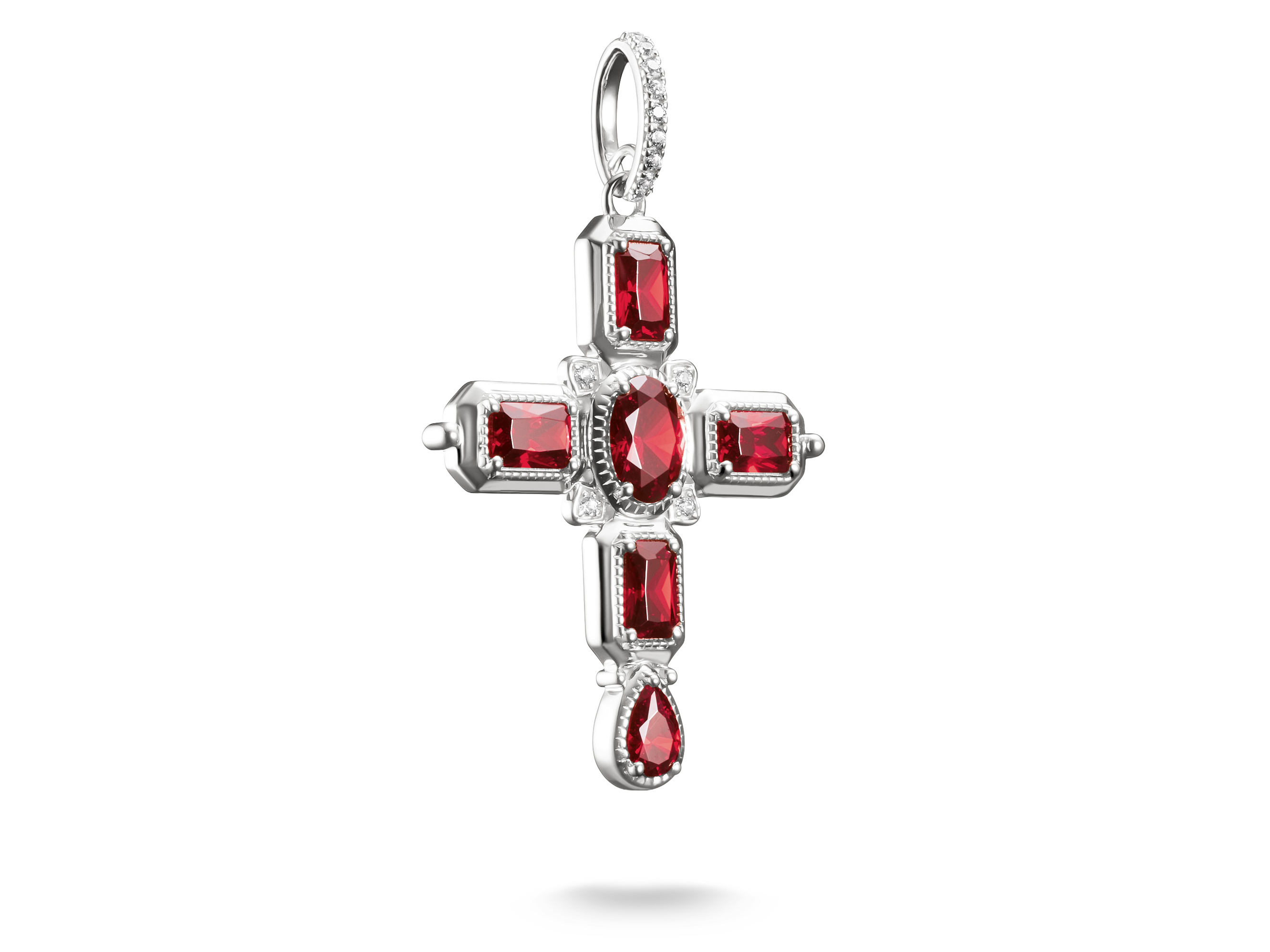 Thomas Sabo PE987-051-10 ELYNDRA Kreuz  Anhänger - Sterling Silber & Zirkonia - Rot