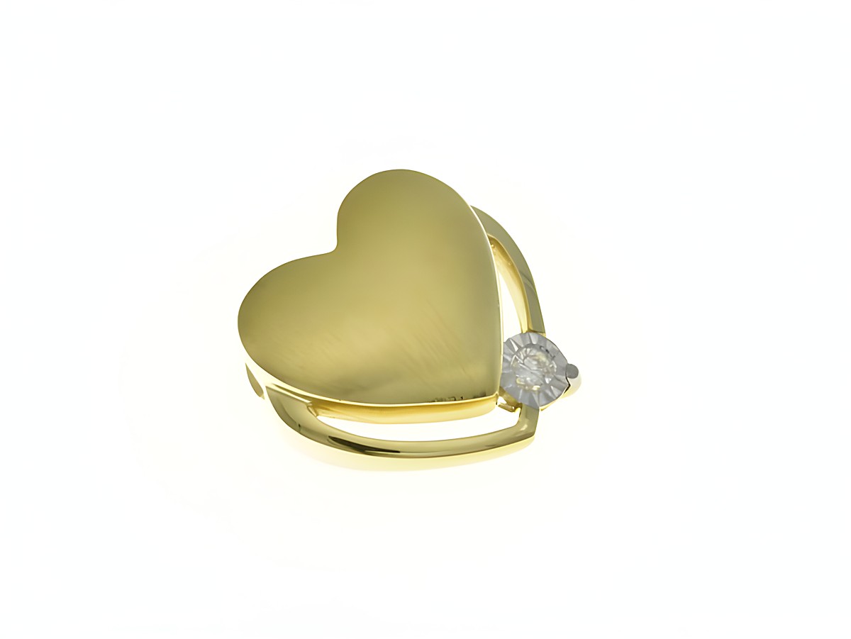 Herz Anhänger aus Gelbgold und Weißgold Bicolor 750 mit einem Diamanten, hergestellt von Juwelier Harnisch, Perlen und Steine, elegant und zeitlos.