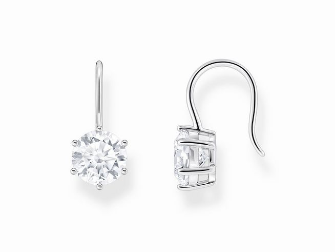 Ohrhänger von Thomas Sabo aus Silber mit großem Zirkoniastein in Weiß, elegant und strahlend, perfekt für besondere Anlässe oder den täglichen Gebrauch.