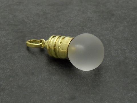 Silber Anhänger vergoldet in Form einer Glühbirne, Größe 19 x 10mm, hergestellt von Juwelier Harnisch, Schmuckstück mit edlem Design und frostiger Oberfläche.