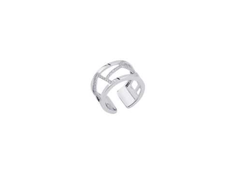 Ring von Les Georgettes aus der Kollektion Les Précieuses in Silber, Größe 52-54, mit einem eleganten Design in Form von Gitterstrukturen und einem Durchmesser von 12 mm.