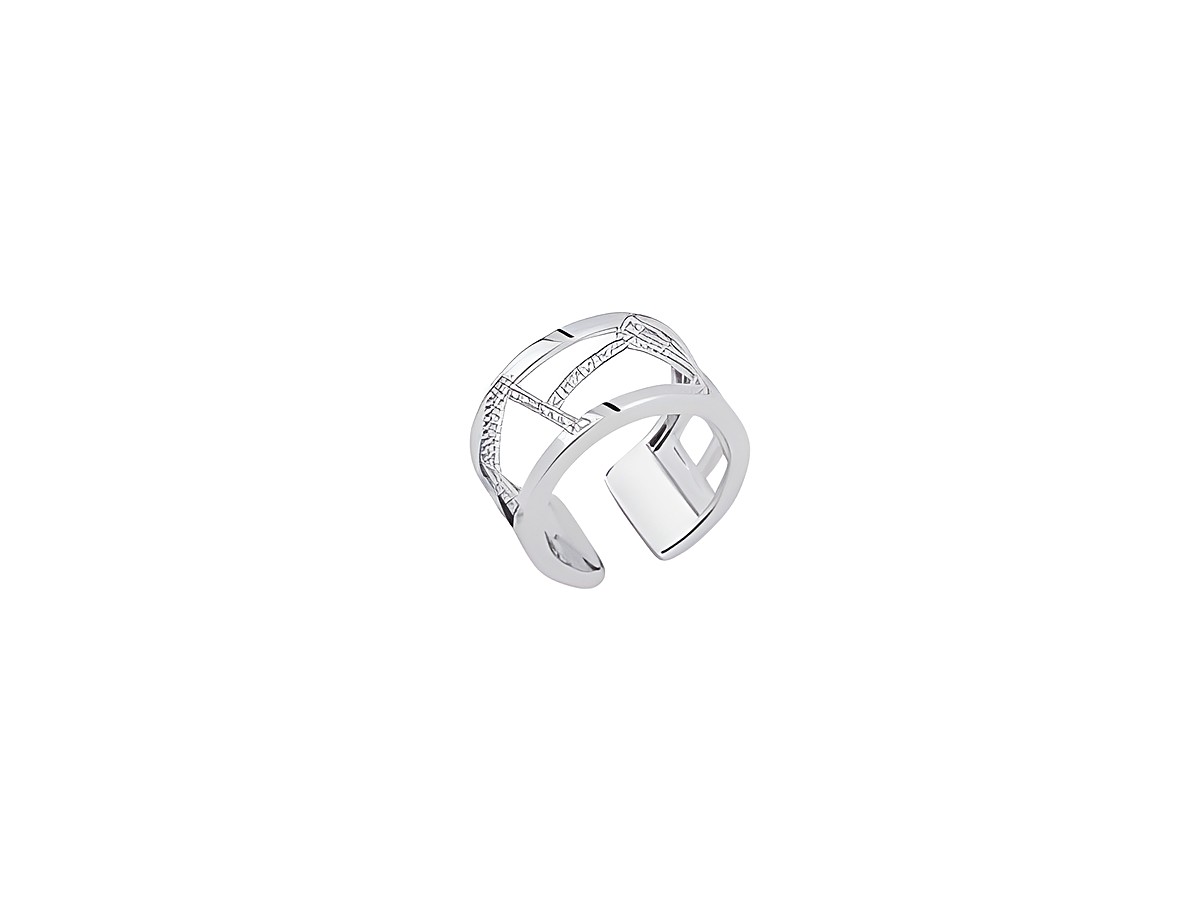 Ring von Les Georgettes aus der Kollektion Les Précieuses in Silber, Größe 52-54, mit einem eleganten Design in Form von Gitterstrukturen und einem Durchmesser von 12 mm.