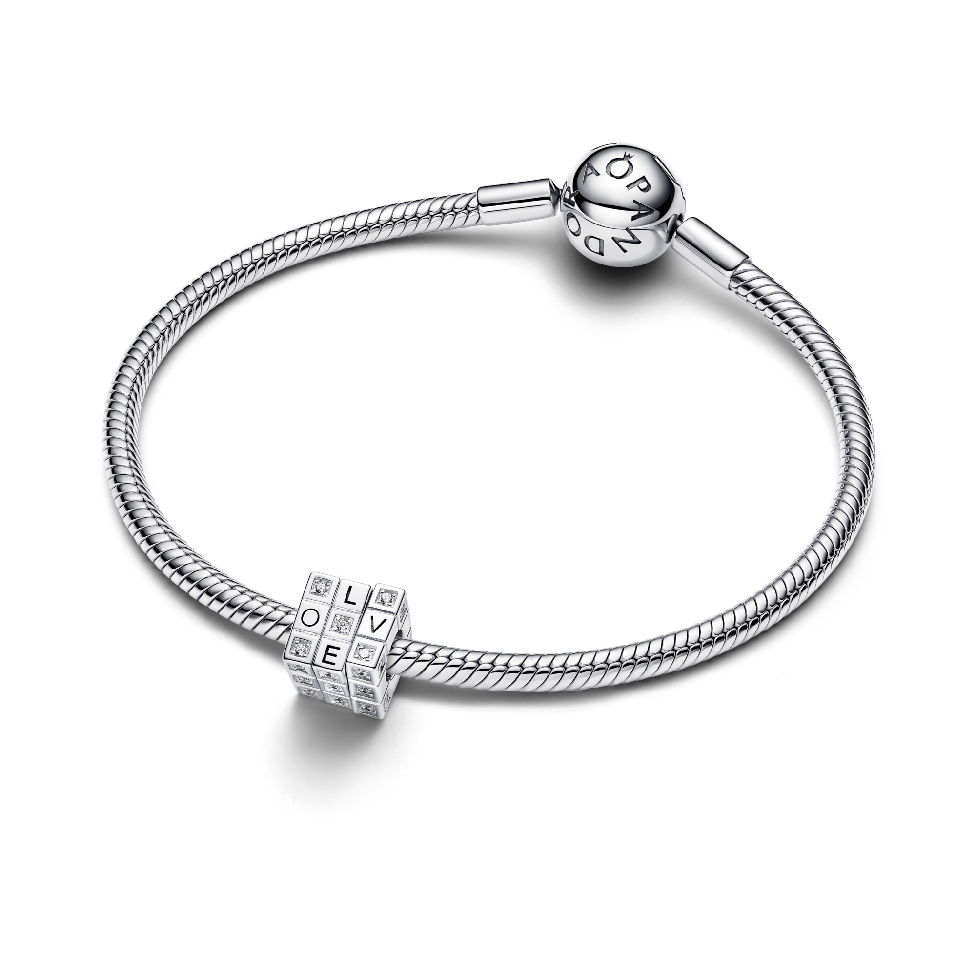 Pandora Zauberwürfel - Anhänger aus Silber & Zirkonia & roter Emaille – Ansicht 4