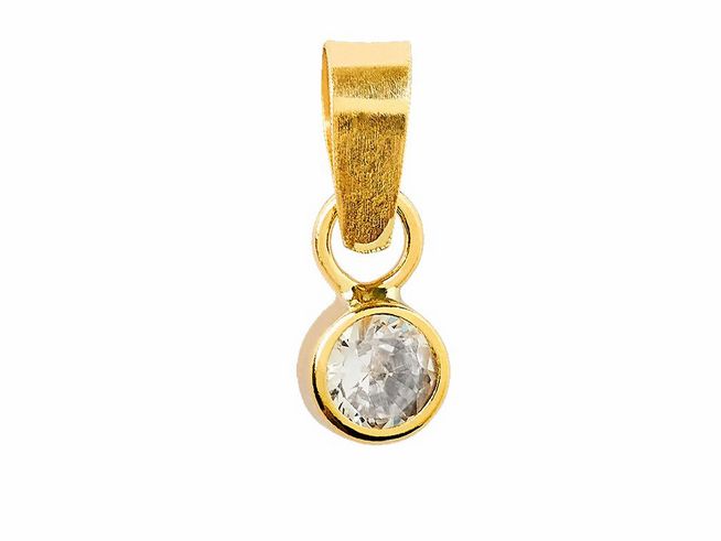 Gelbgold 585 Anhänger von Xenox in polierter Ausführung mit funkelndem Zirkonia Stein, ideal als elegantes Schmuckstück für individuelle Stilrichtungen.